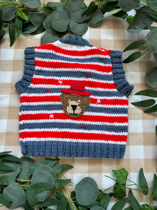 Size 6 Months, Stripe Bear Gillet