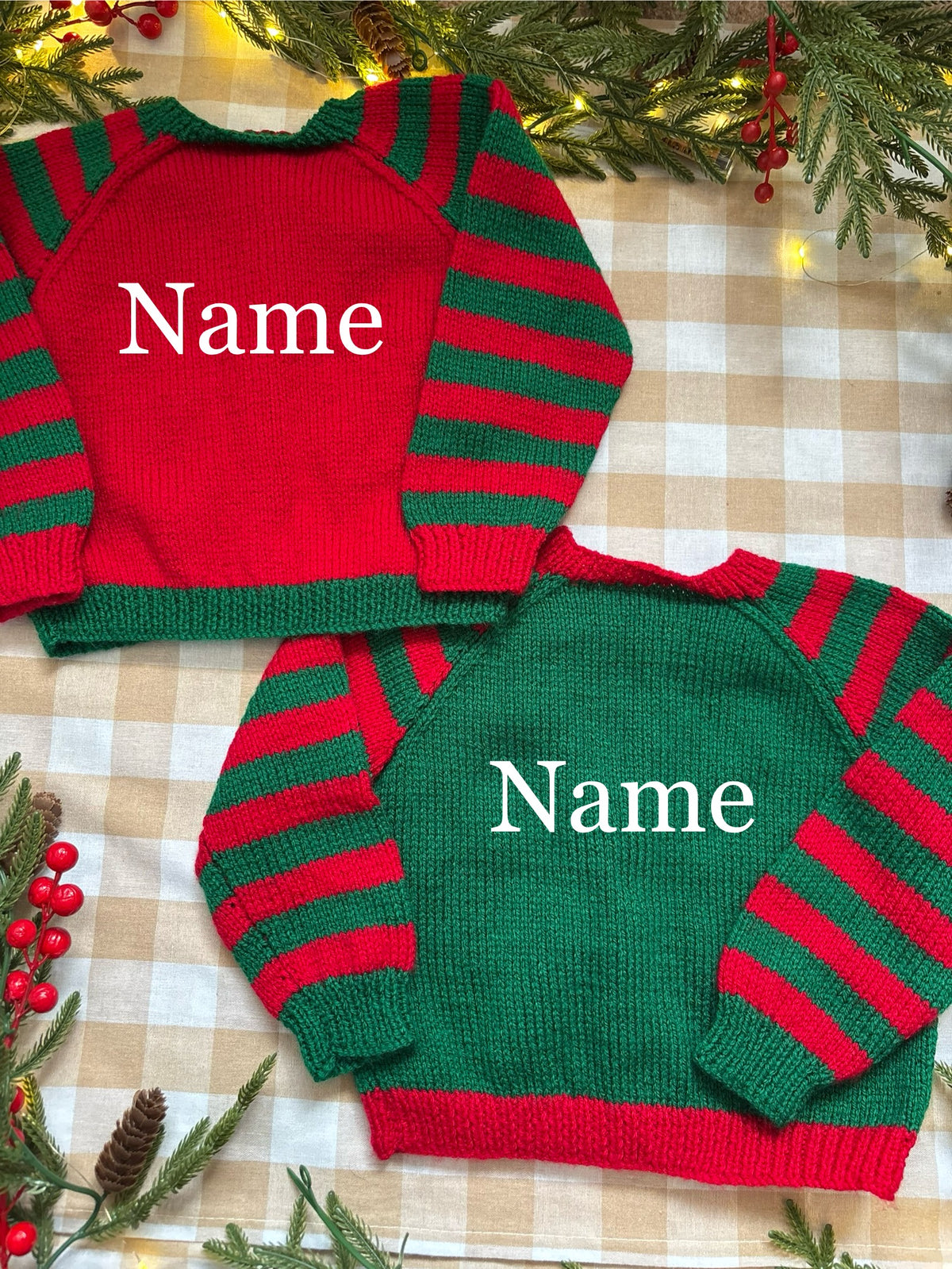 Matching Christmas Name Cardi set, Size 1-2 years