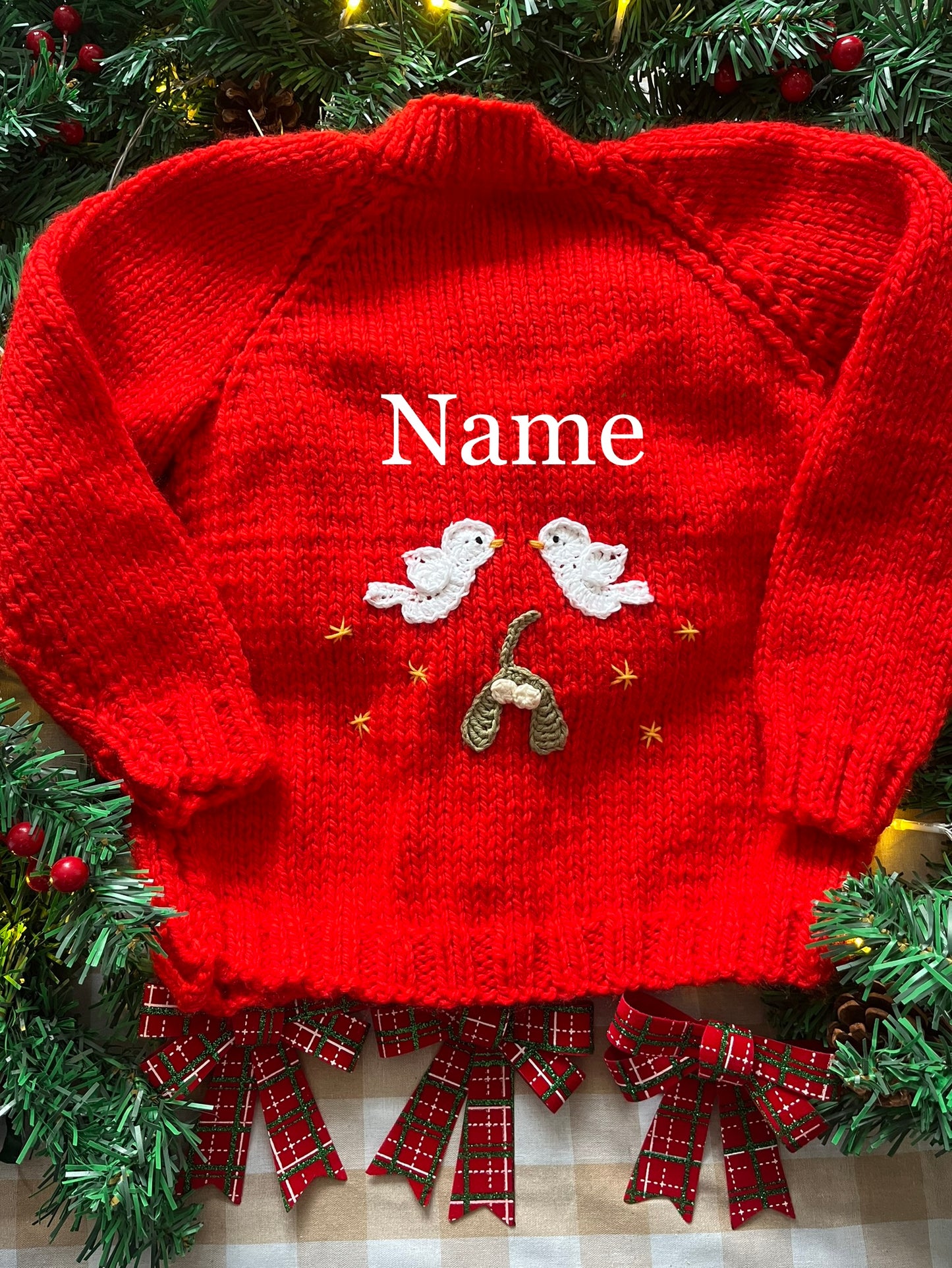 Personalise Me, Size 4-6 years, Two Turtle Doves, Add a Name Red Cardi