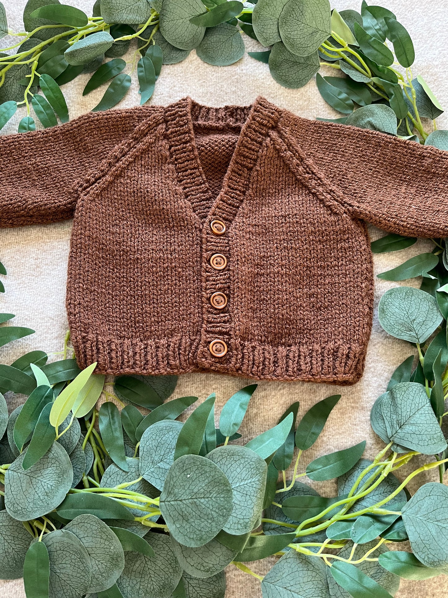 Size 6-9 Months, Personalise Me, Brown Sunflower Cardigan