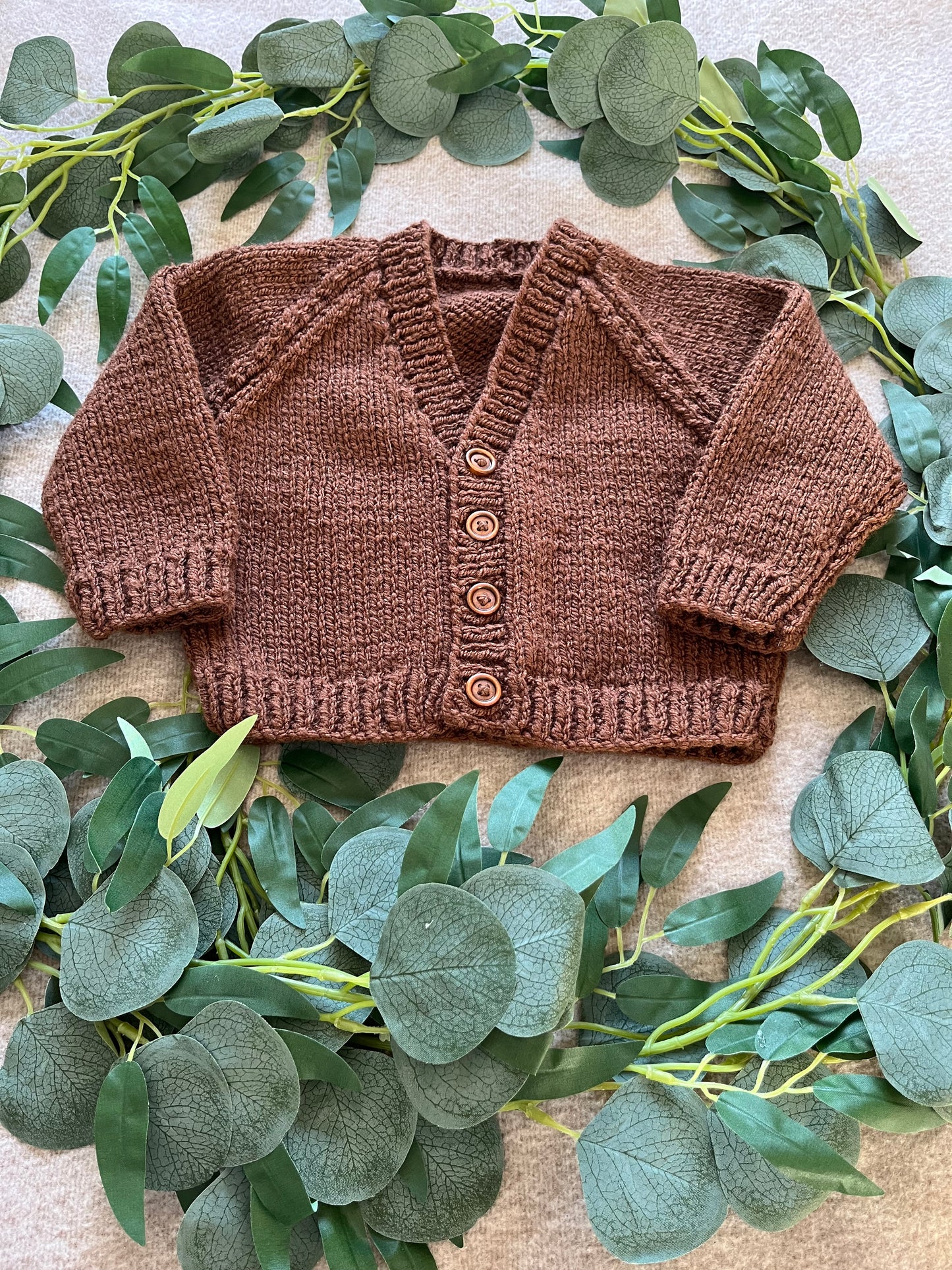 Size 6-9 Months, Personalise Me, Brown Sunflower Cardigan
