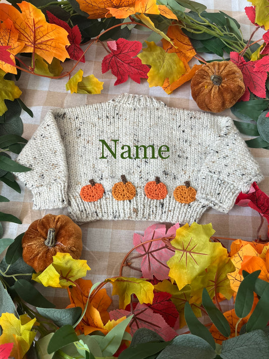 Personalise Me, Size 0-3 Months, Beige Pumpkin Name Cardigan