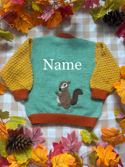 Personalise Me, Size 2-3 Squirrel Colour block Cardi