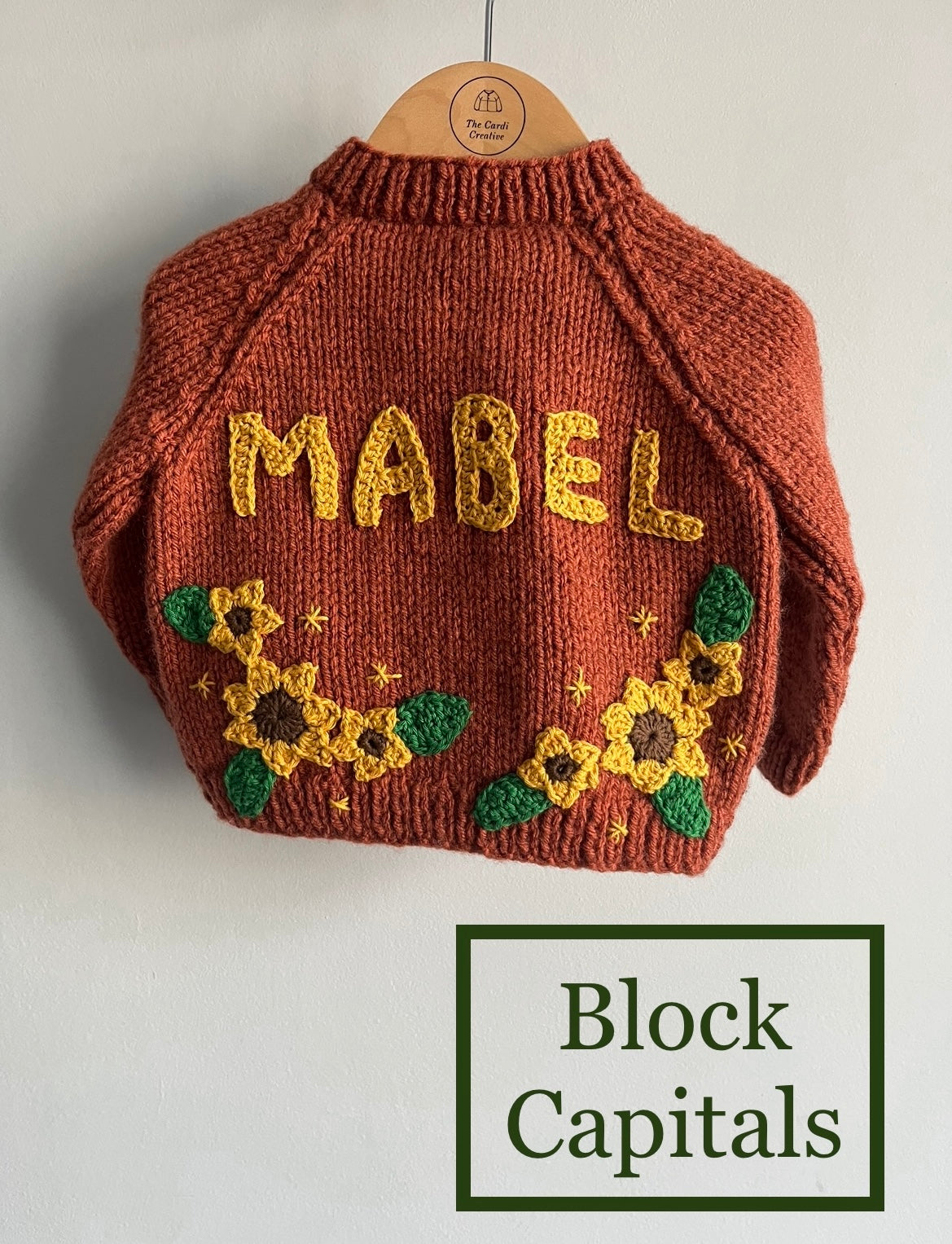 Size 6-9 Months, Personalise Me, Brown Sunflower Cardigan