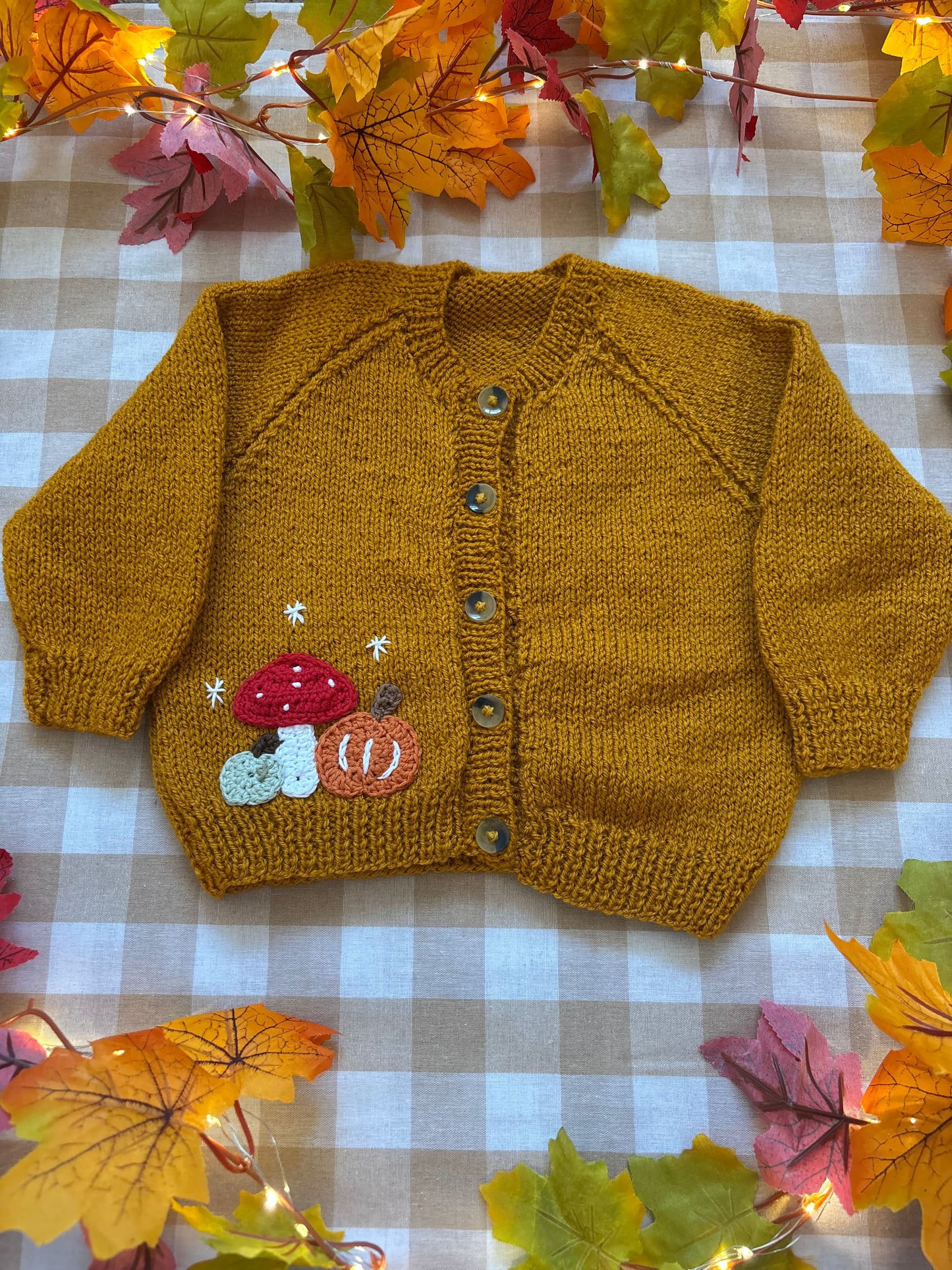 Size 1-2 Years, Cosy Season, Mustard Hand knitted Cardi