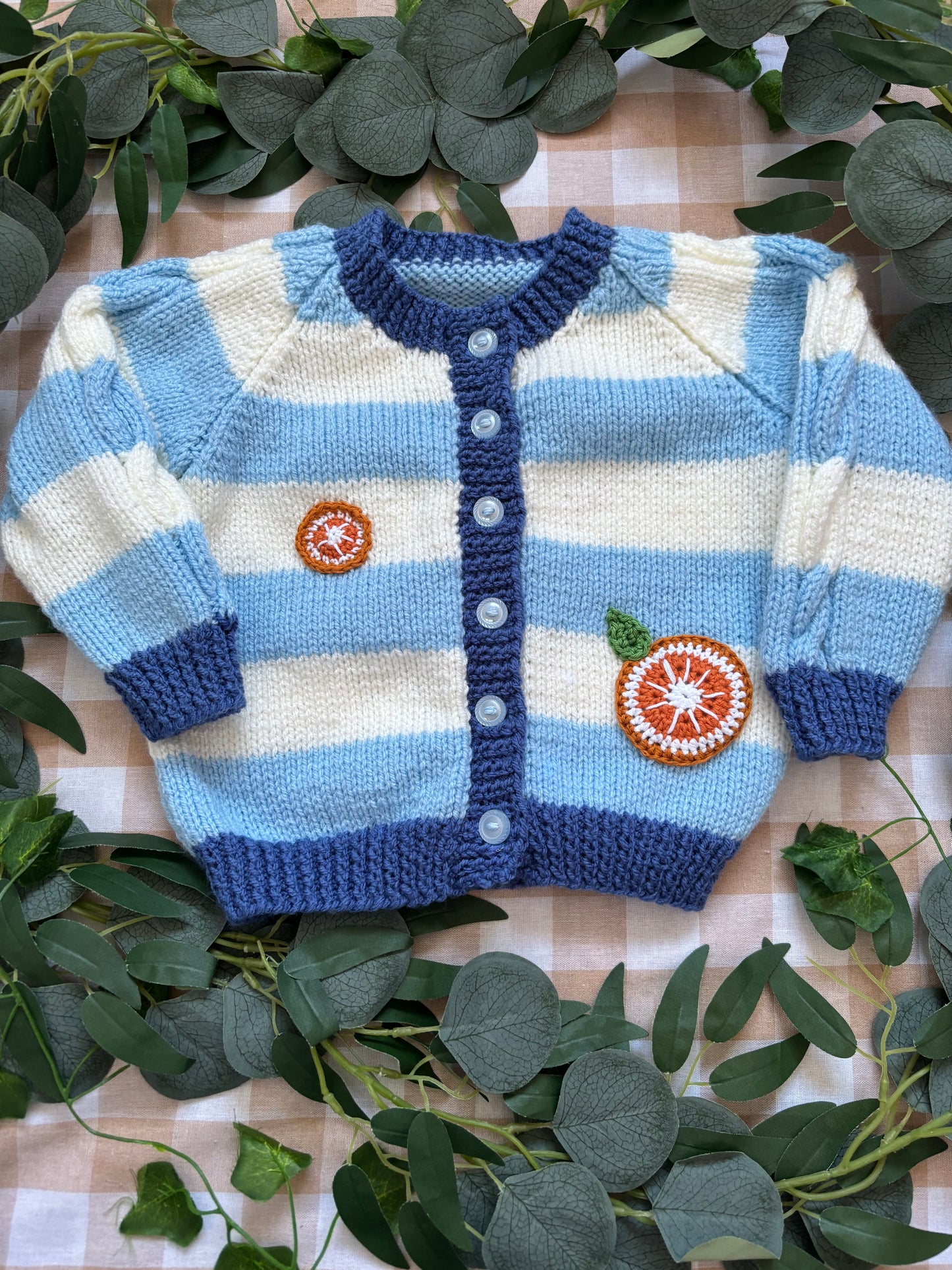 Size 1-2 Years, Stripe Cardi, Marmalade Jar & Orange Slices