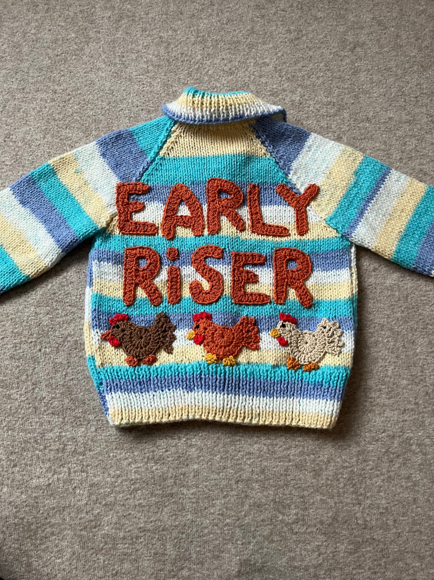 Size 18-24 Months, Early Riser, Hand knitted Toddler Cardigan