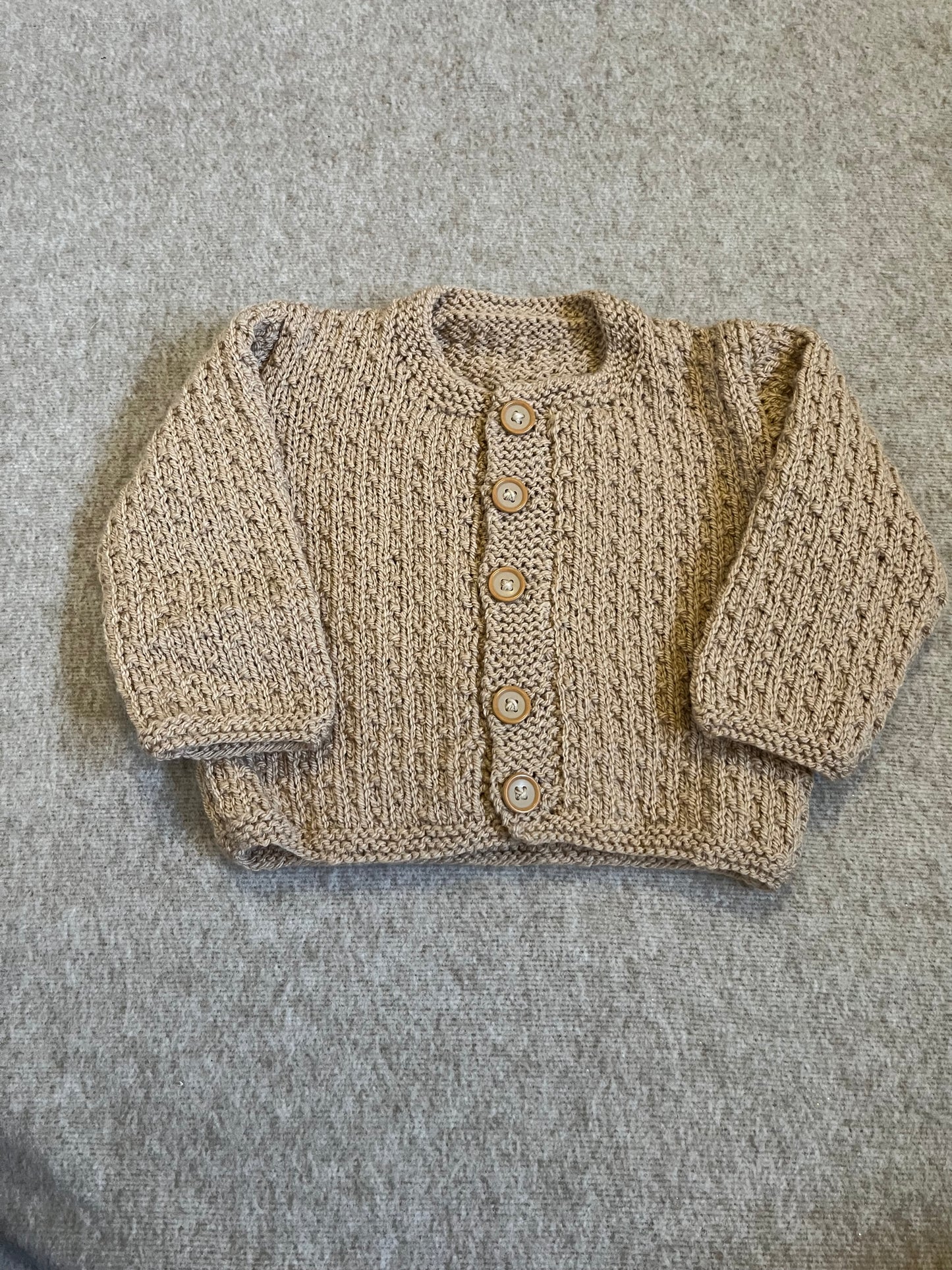 Size 0-6 Months, Country Girl, Brown Hand knitted Cardigan, Babyshower Gift, Baby Girl Gift