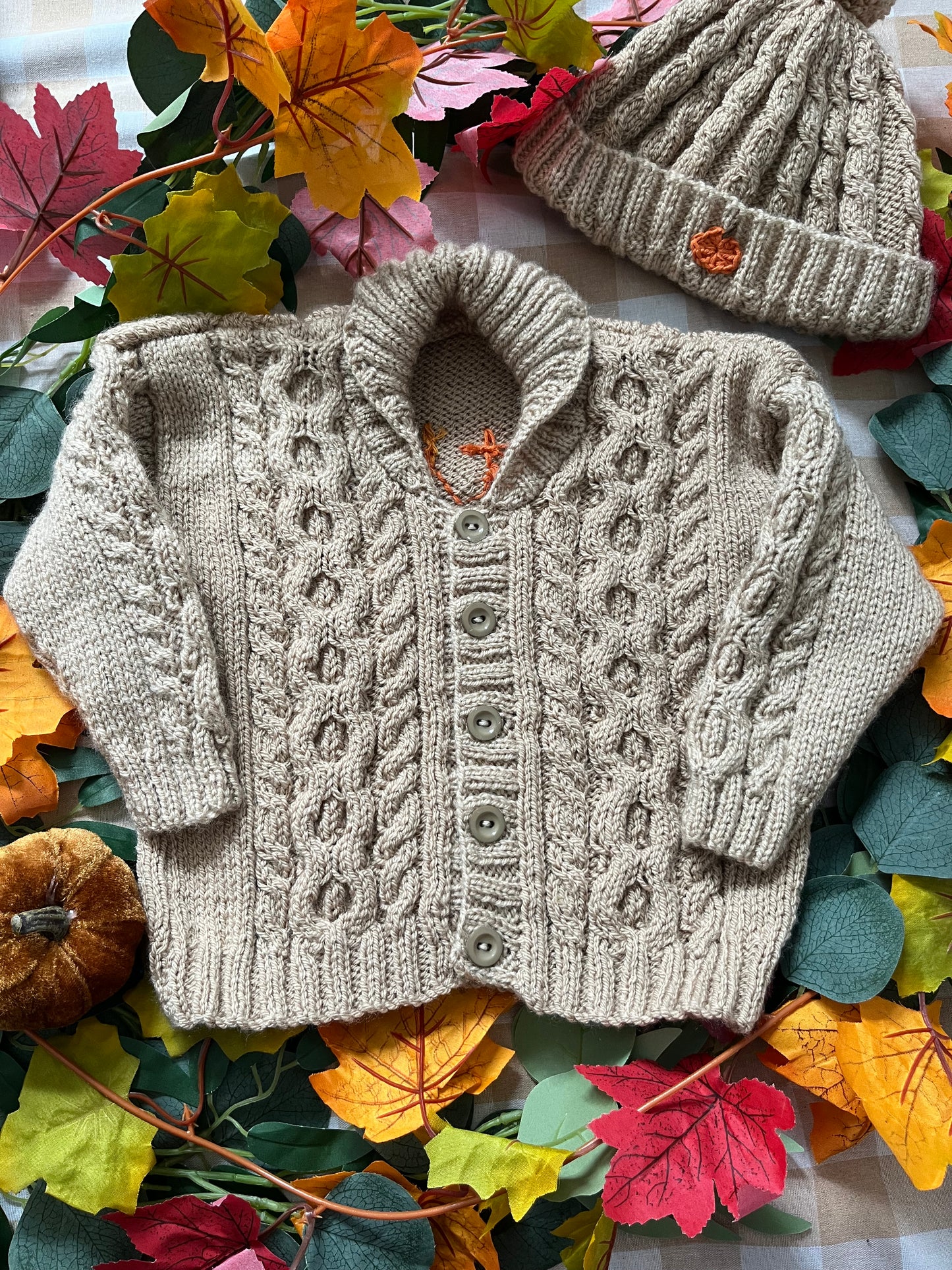 Size 1-2 Years, Little Pumpkin Cardi & Hat set