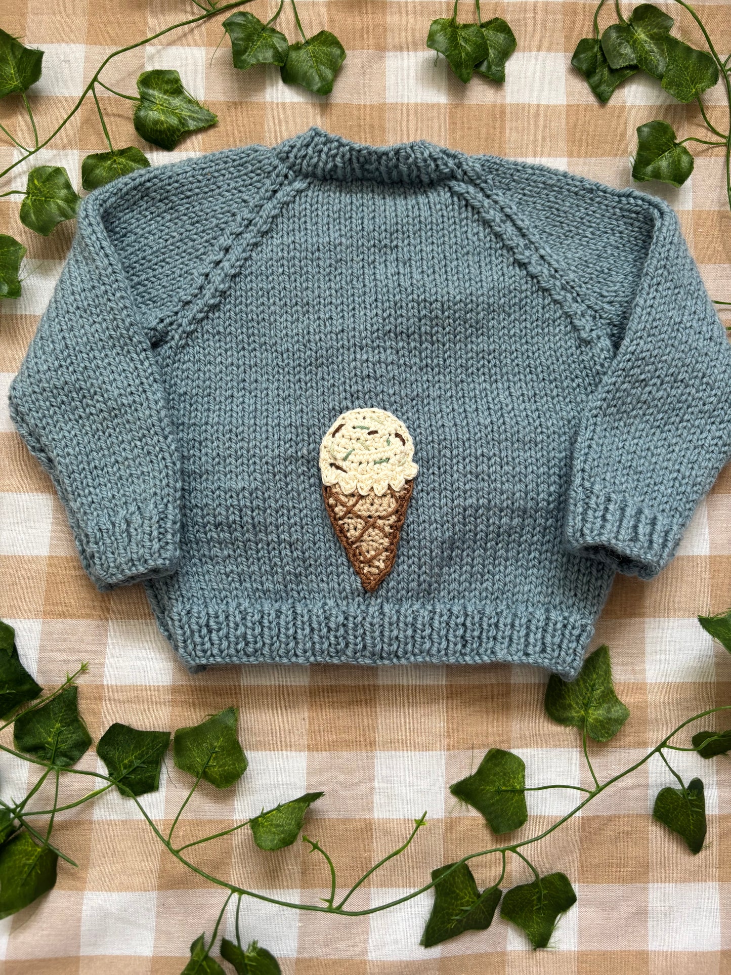 Personalise Me, Size 0-6 Months, Blue Ice Cream Name Cardi