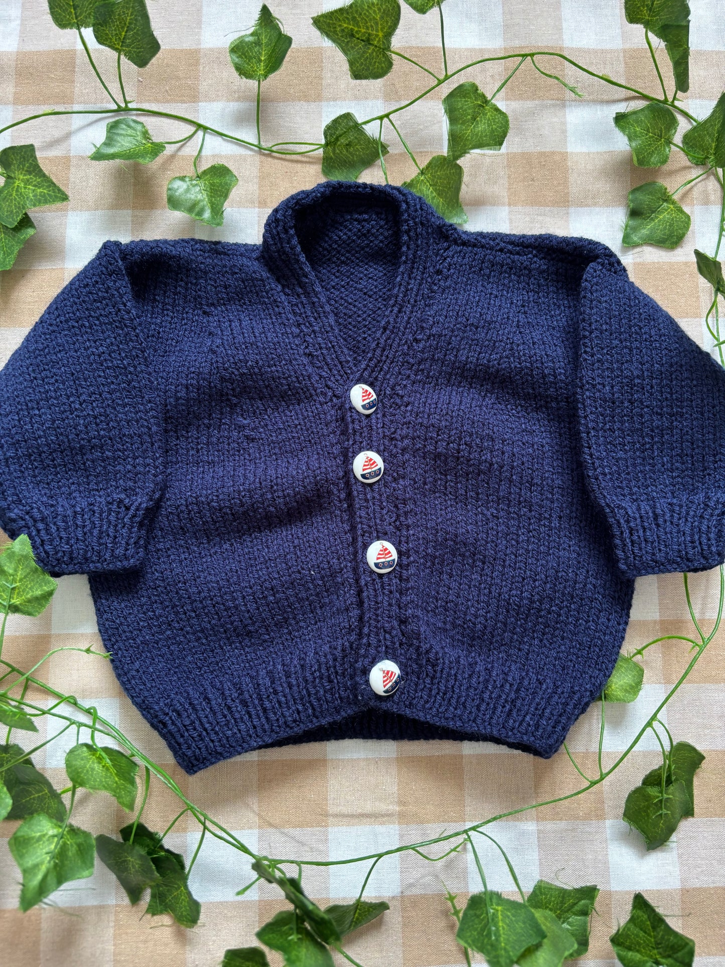 Personalise Me, Size 0-3 Months, Navy Name Seagull Cardi