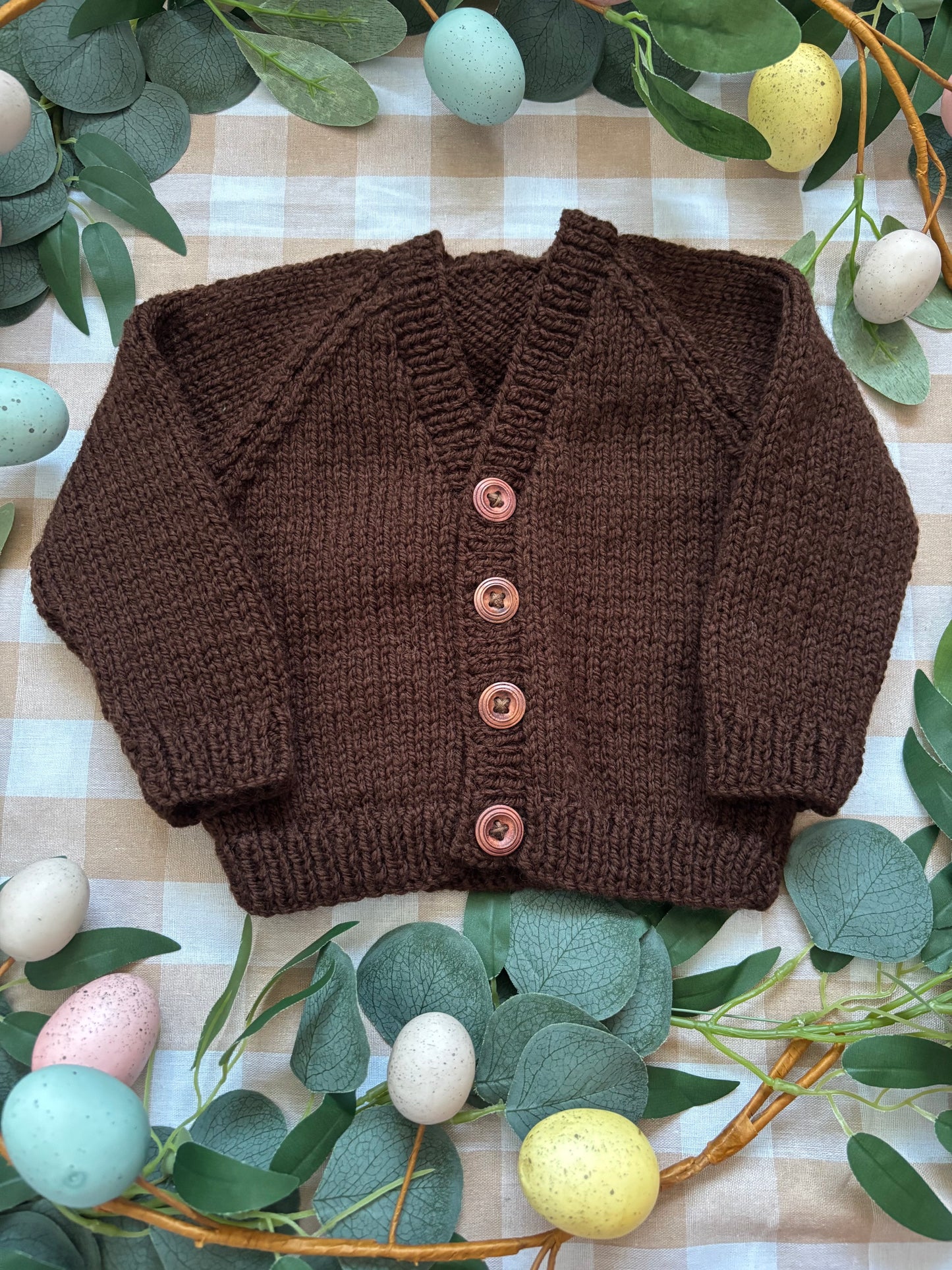 Size 0-6 Months, Peter Rabbit picking Carrots, Brown Cardi
