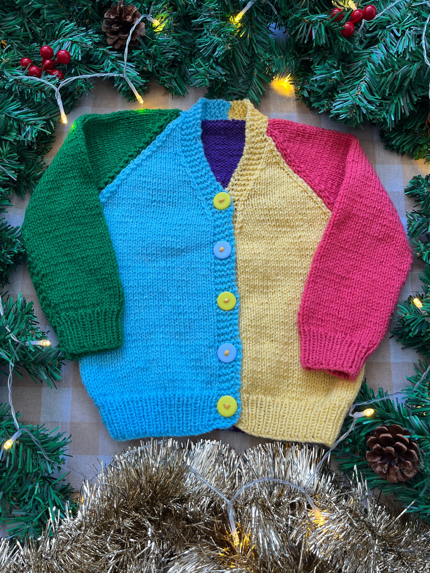 Size 2-3 Years, Merry & Bright, Colourful colour block Cardi
