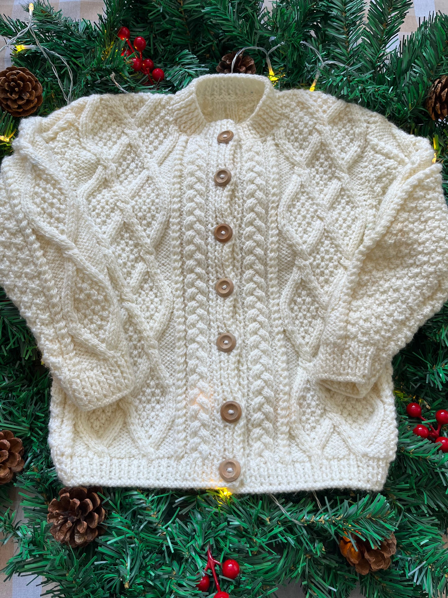Size 3-5 Years, Tis the Season, Cream Cable knit Cardi