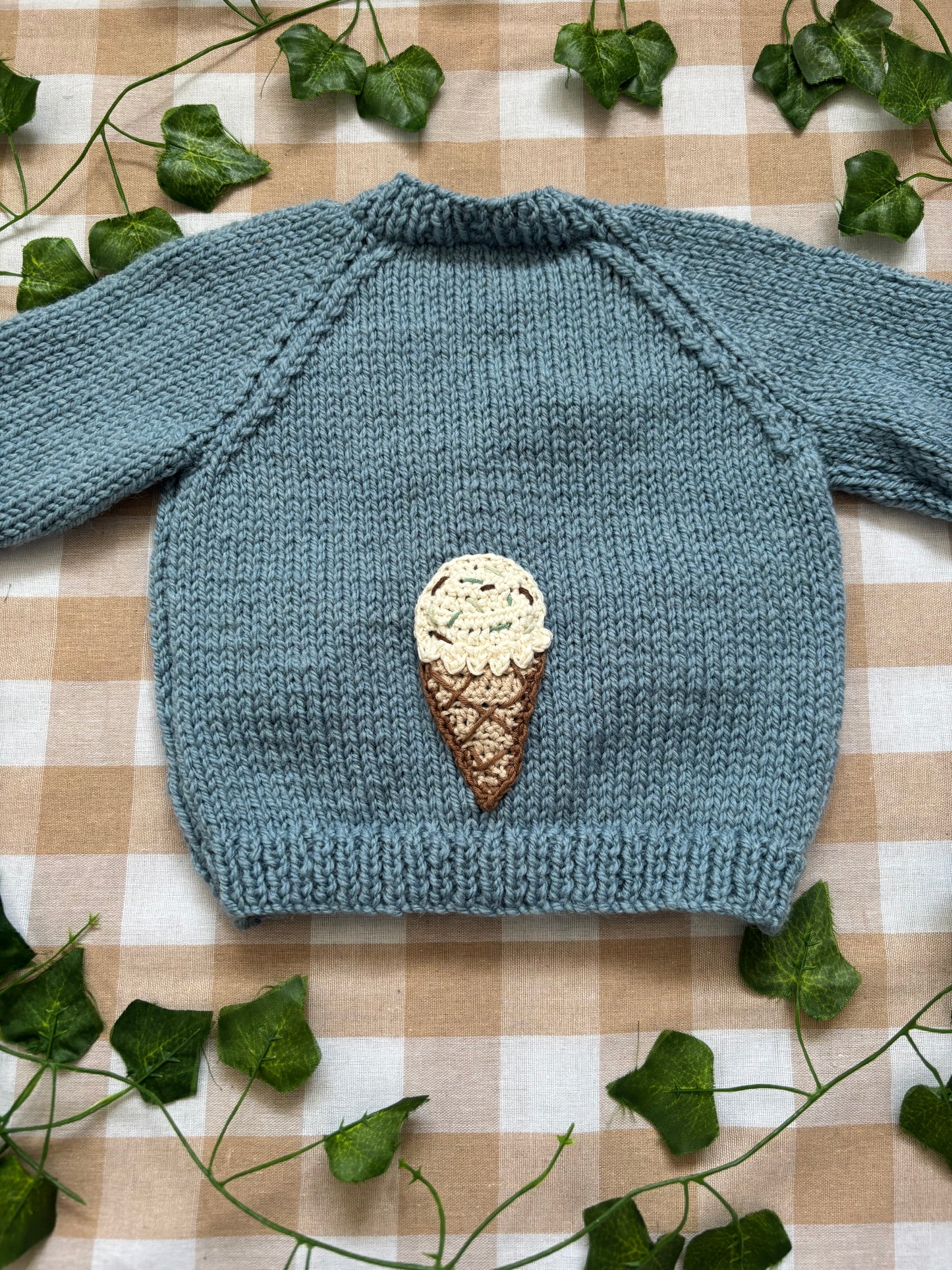 Personalise Me, Size 0-6 Months, Blue Ice Cream Name Cardi