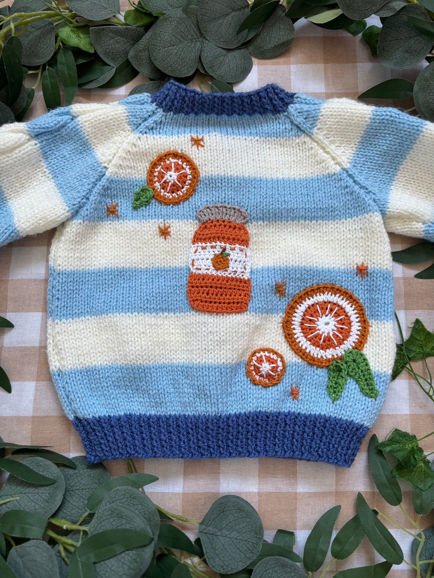 Size 1-2 Years, Stripe Cardi, Marmalade Jar & Orange Slices