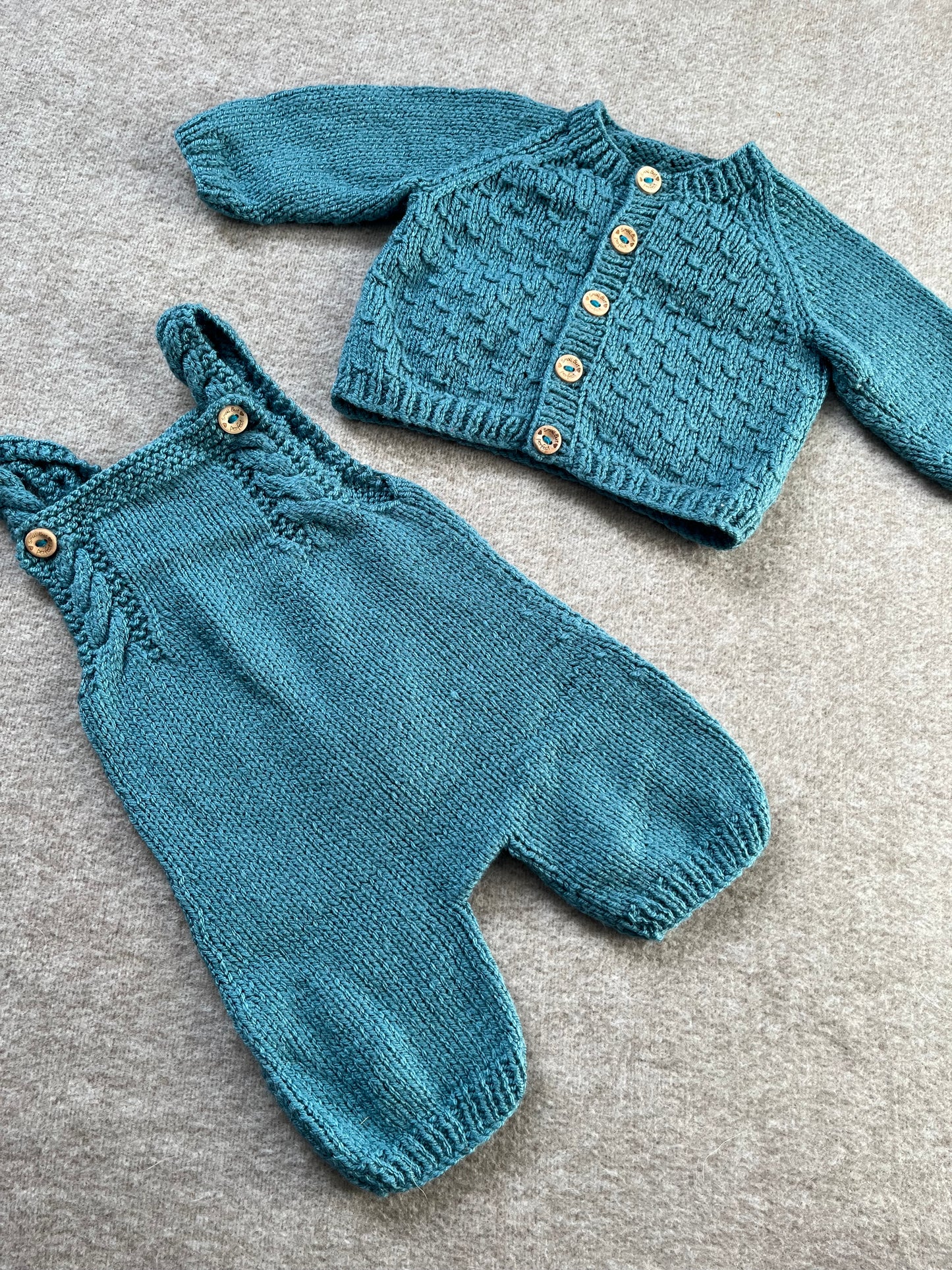 Size 0-3 Months, Baby Romper & Cardigan Set, Hand Knitted Turquoise Baby Gift, Little Lion