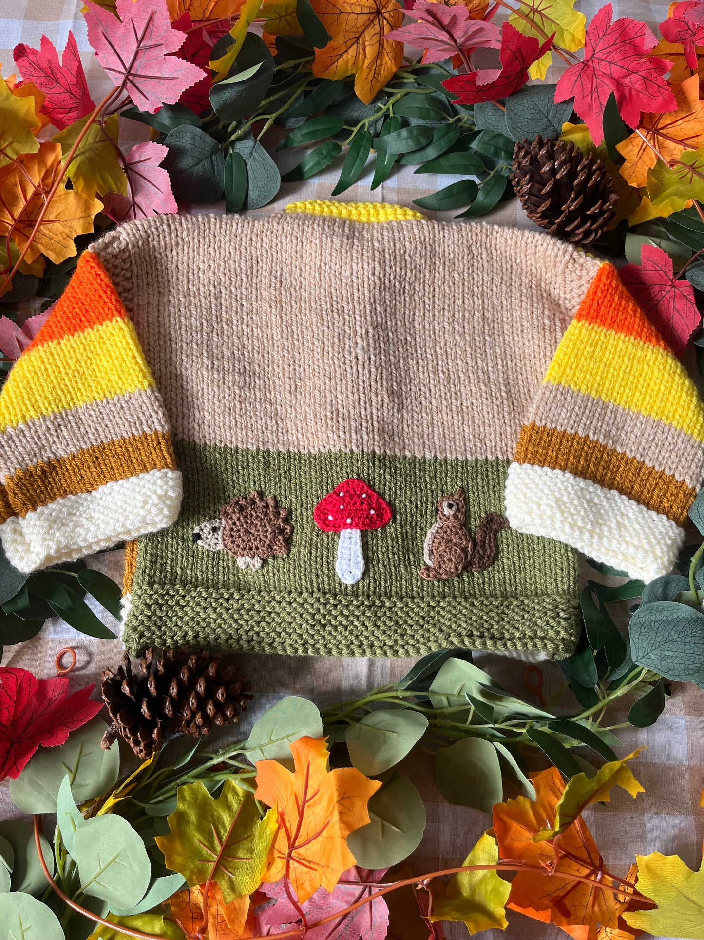 Personalise Me, Size 1-2 Years, Name Cardi, Woodland Animal, Striped Cardi