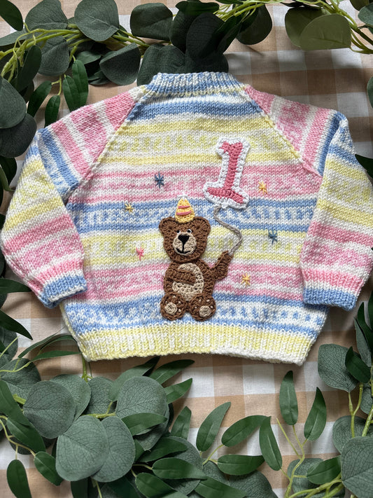 Size 12-18 Months, Pink One, Birthday Bear