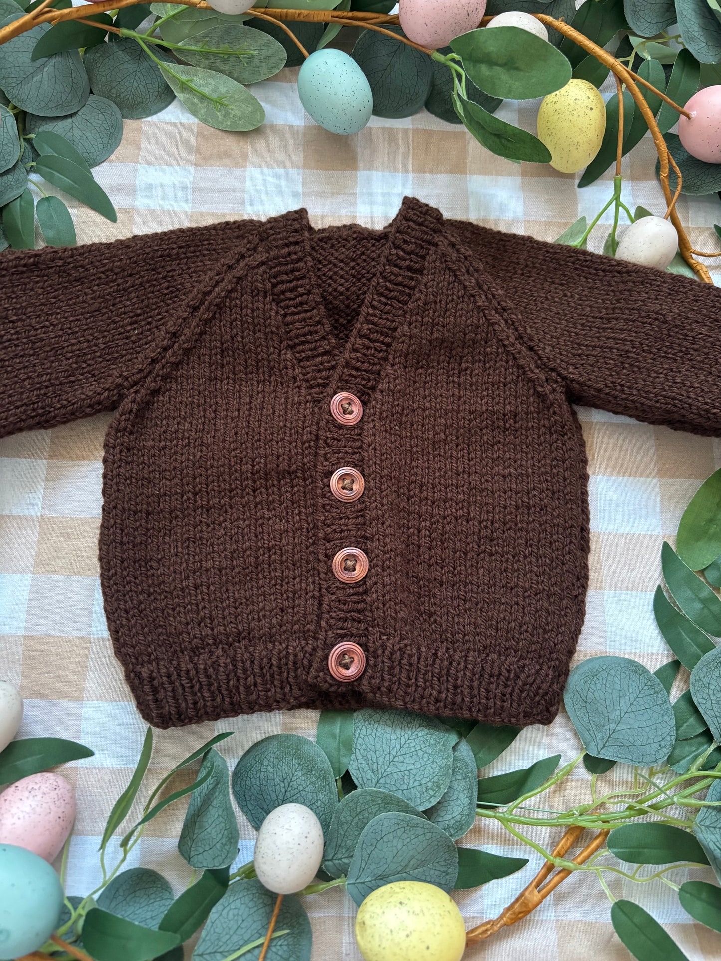 Size 0-6 Months, Peter Rabbit picking Carrots, Brown Cardi