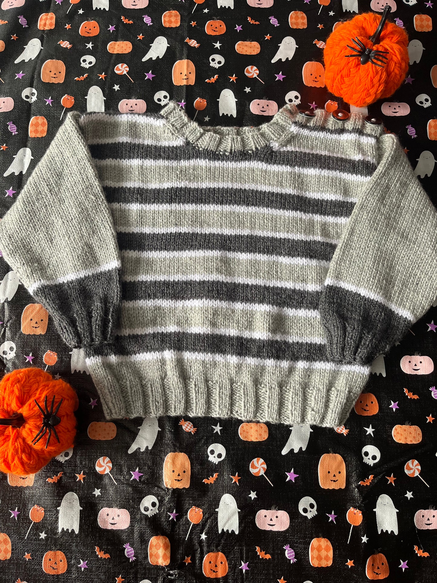 Size 2-3 Years, Boo Crew, Grey Stripe Jumper