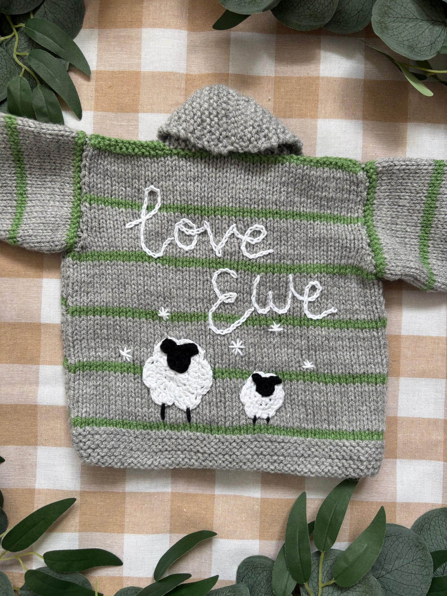 Size 0-3 Months, Love Ewe, New Baby Hand Knitted Cardi