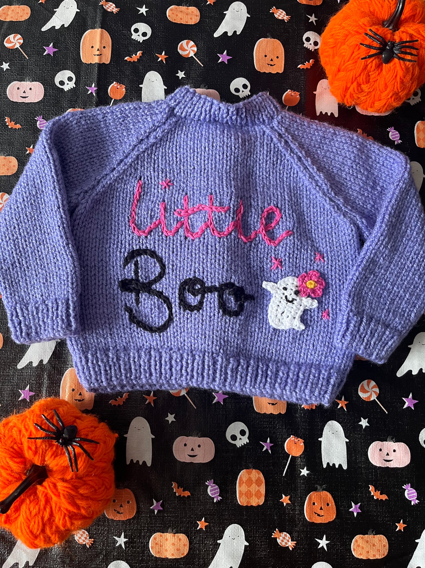 Size 0-6 Months, Little Boo, Purple Hand Knitted Cardigan