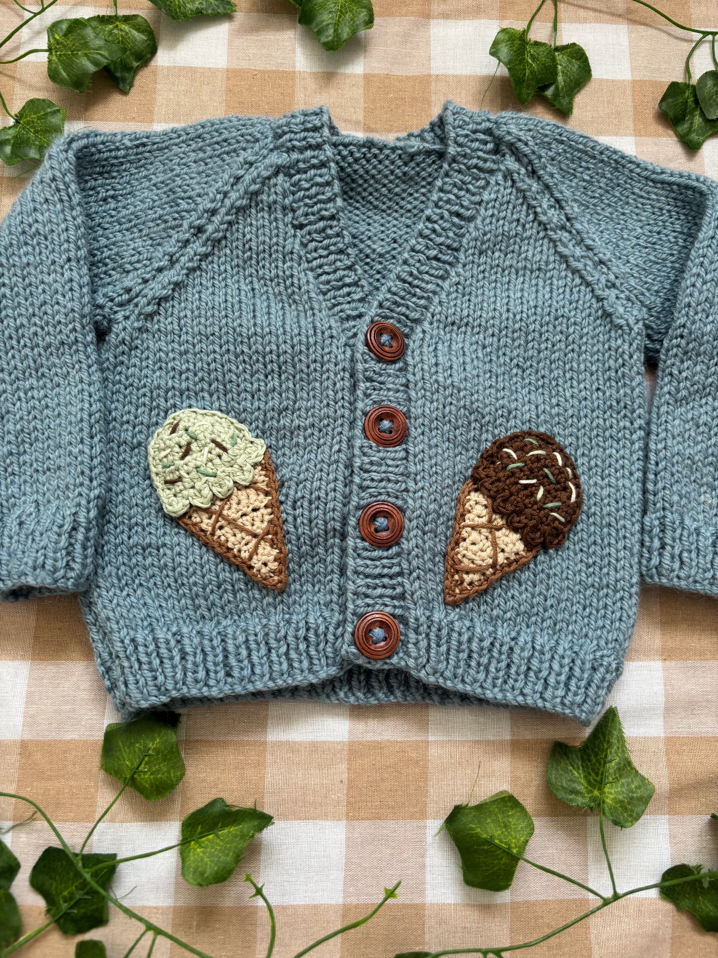 Personalise Me, Size 0-6 Months, Blue Ice Cream Name Cardi