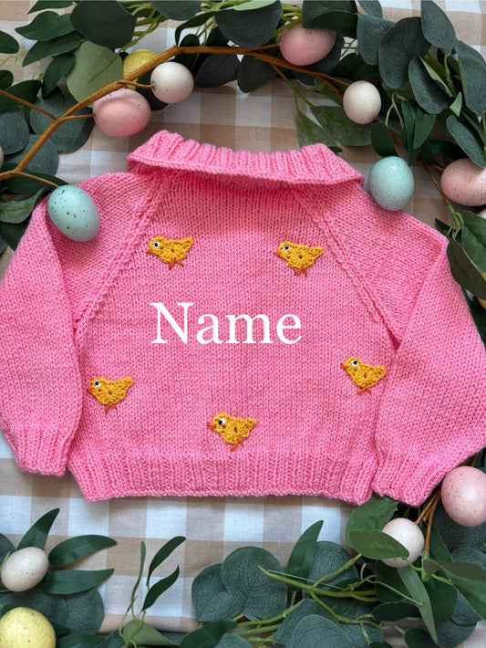 Personalise Me, Size 1-2 Years, Pink Chick Name Cardi