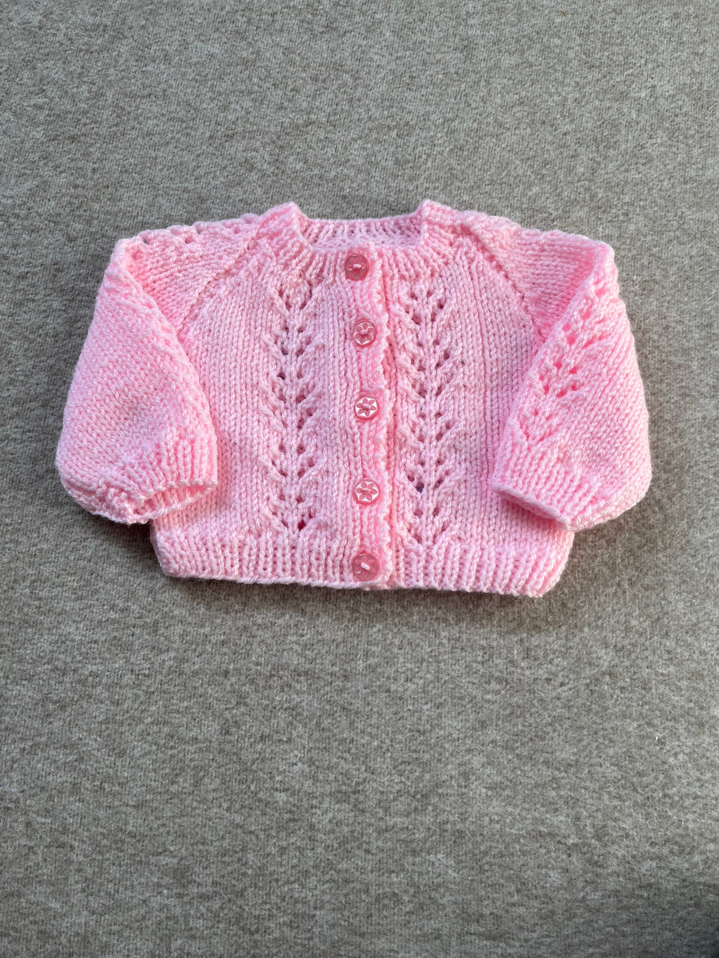 Size 0-3 Months, Little Sister, Baby Pink Cardigan, Hand Knitted Baby Girl