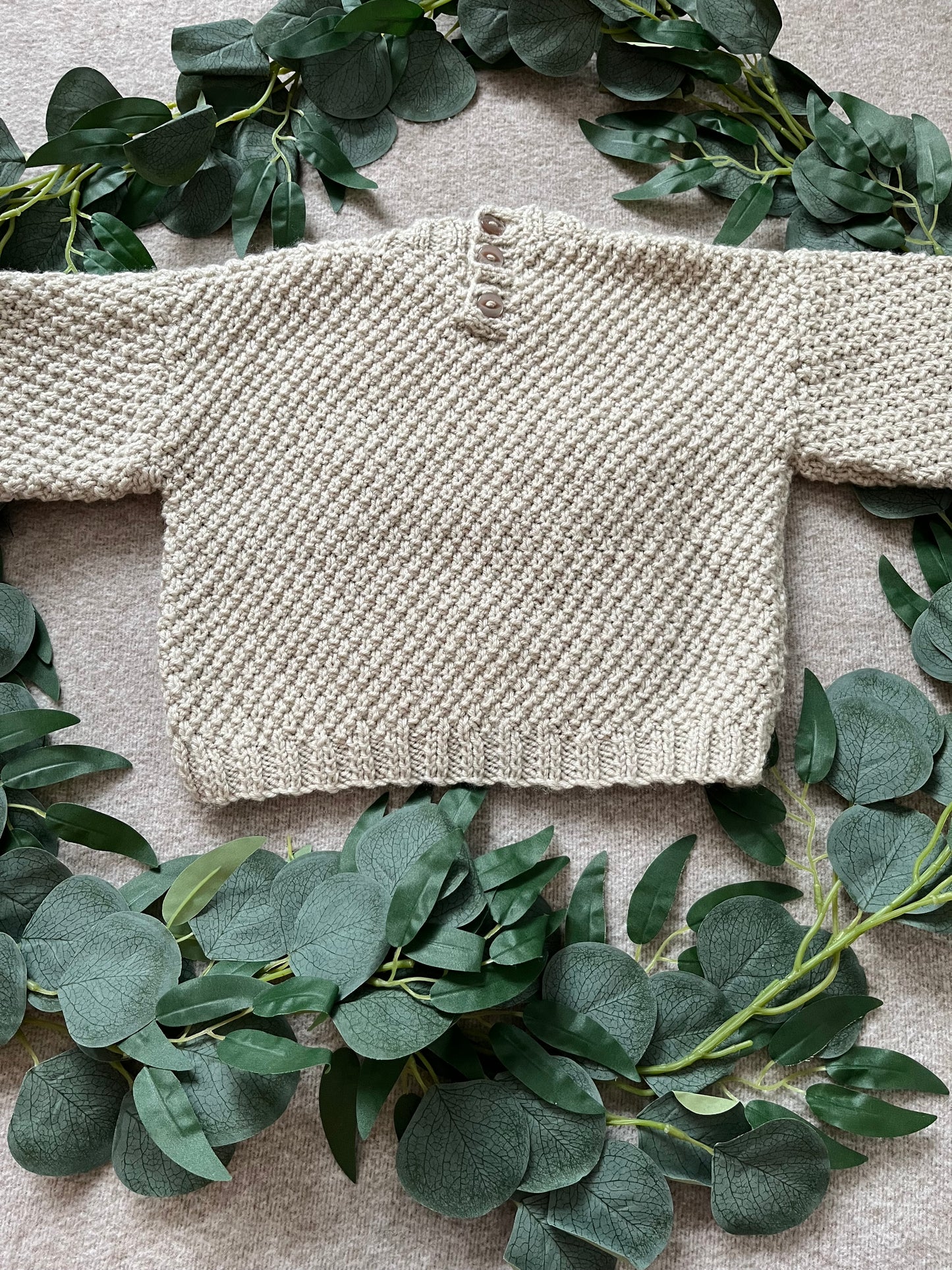 Size 12 Months, One Bear Jumper, Birthday Jumper, Beige Unisex Baby Knitwear