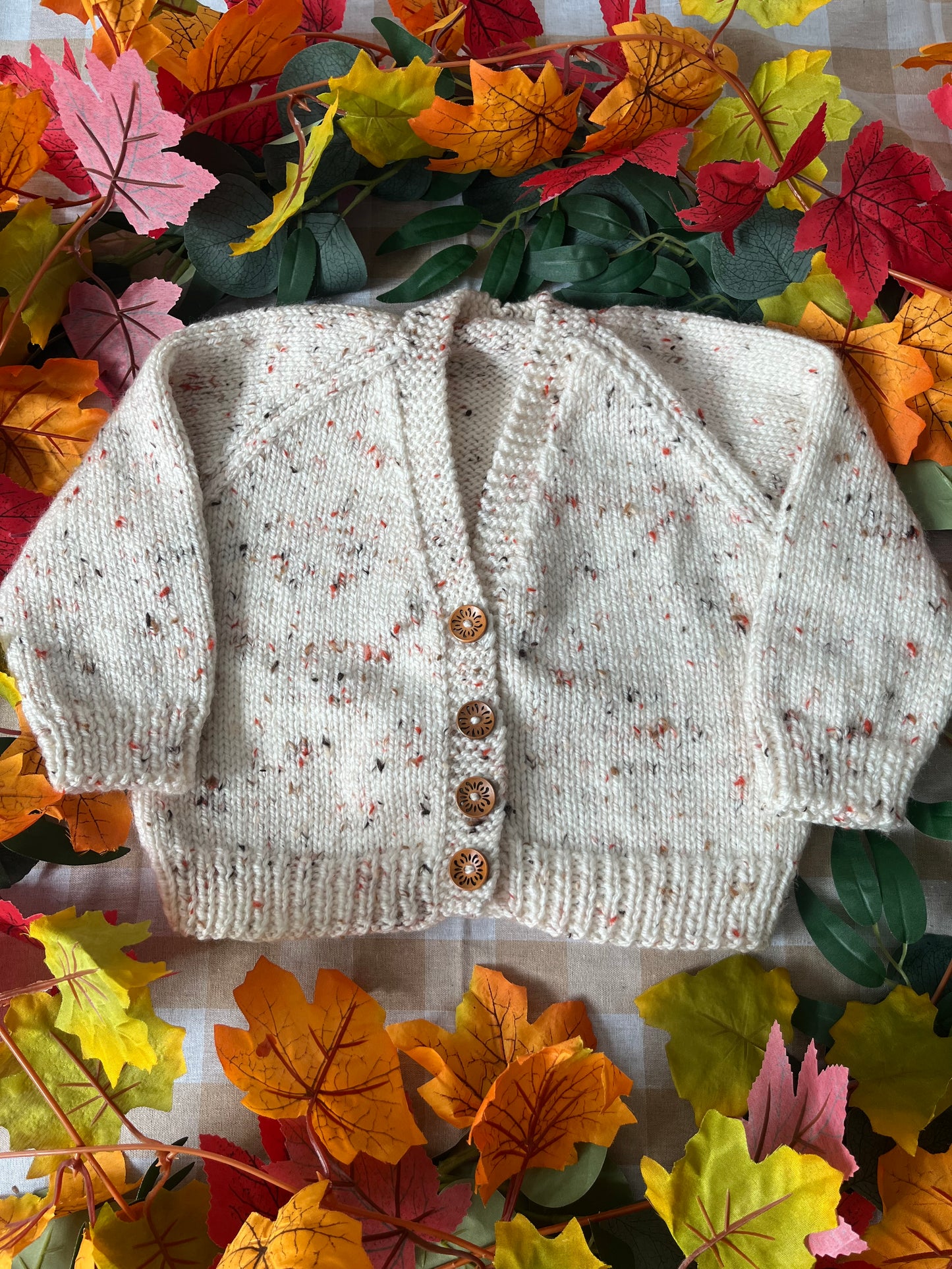 Personalise Me, Size 1-2 Years, Name Cardigan, Beige Fleck Squirrel Cardi