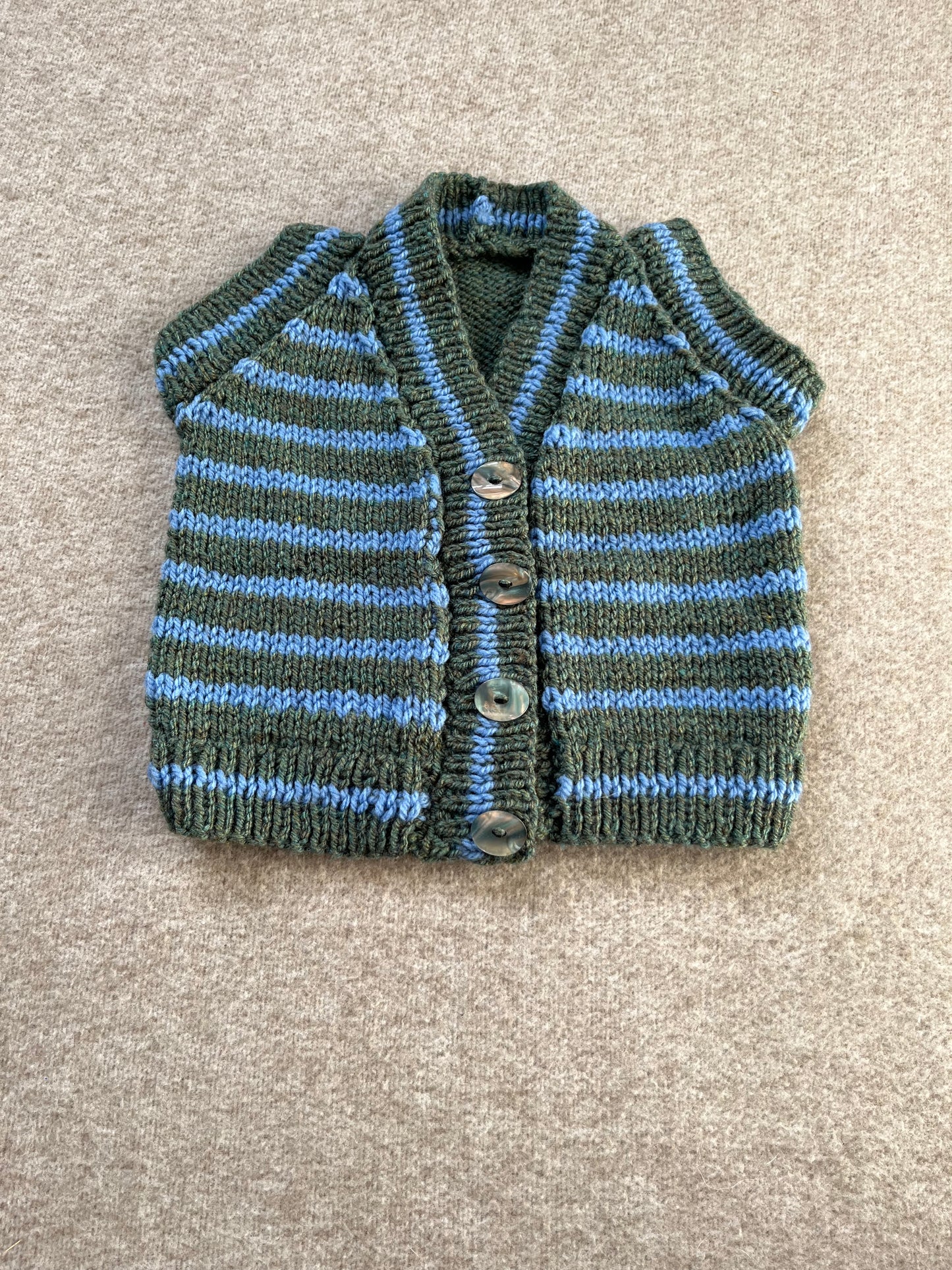 Size 6-12 Months, Hand Knitted Baby Gillet, Wild Thing, Tiger Waistcoat