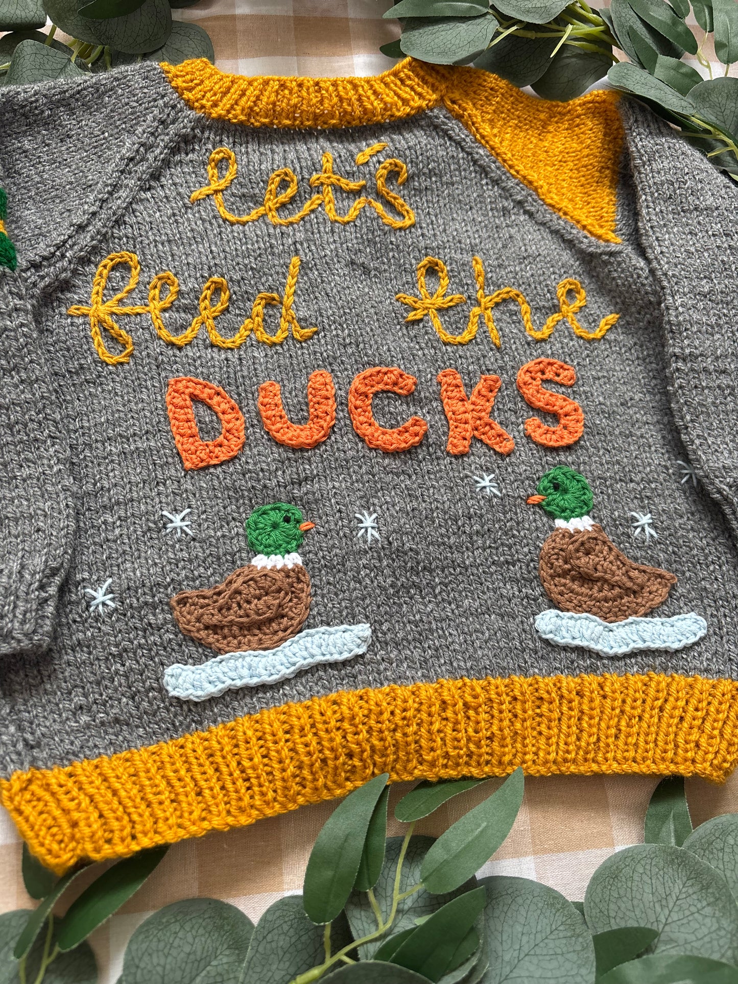 Size 2-3 years, Let’s feed the Ducks, Hand Knitted Cardi
