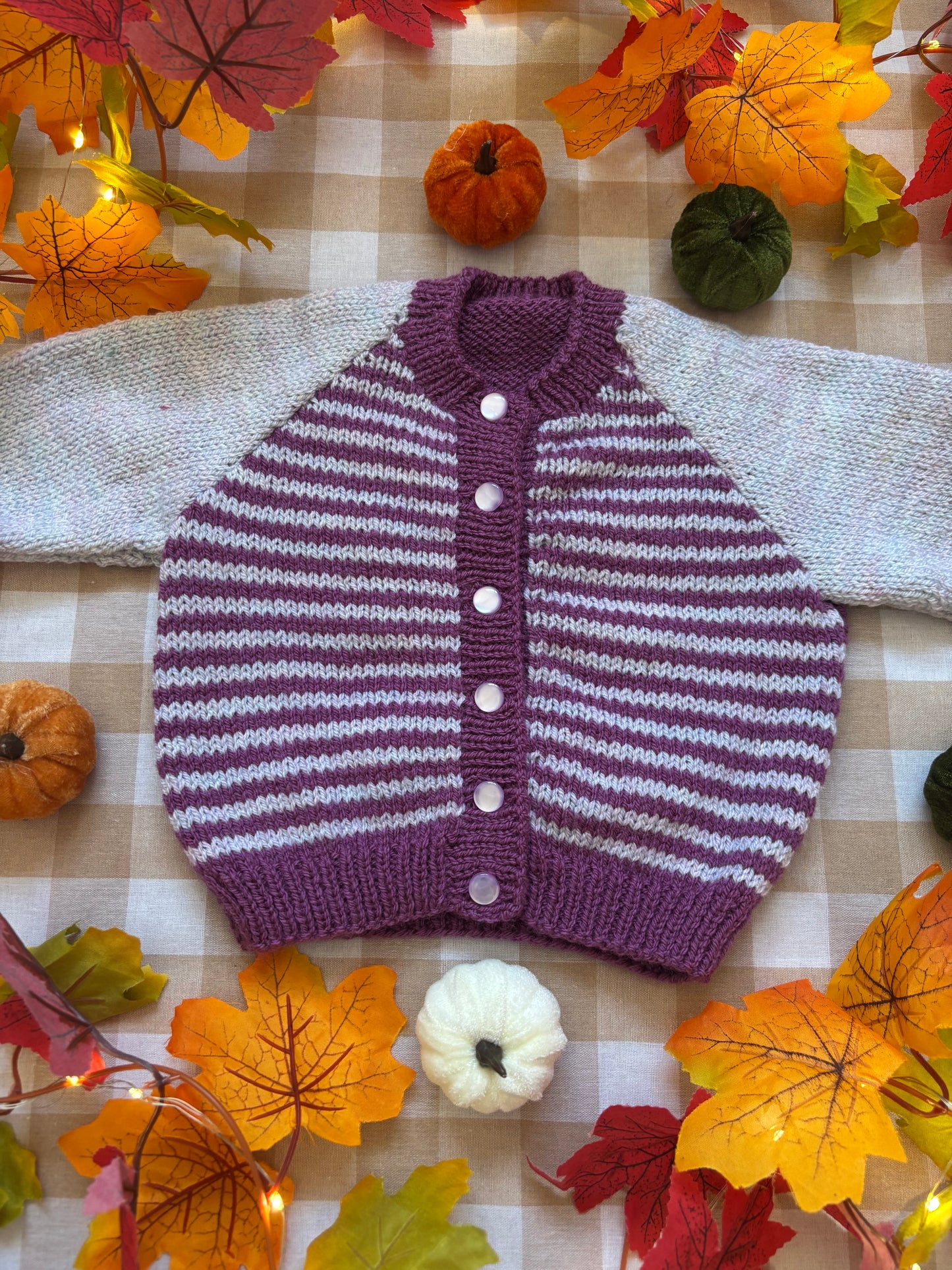 Size 6-12 Months, Fairy Pumpkin Patch, striped front