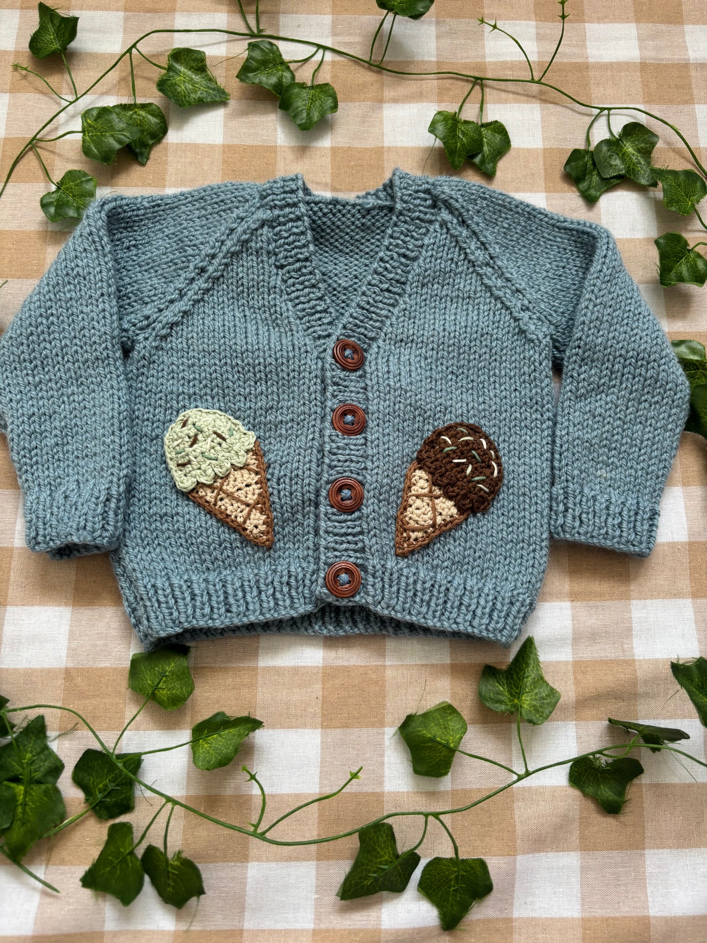 Personalise Me, Size 0-6 Months, Blue Ice Cream Name Cardi