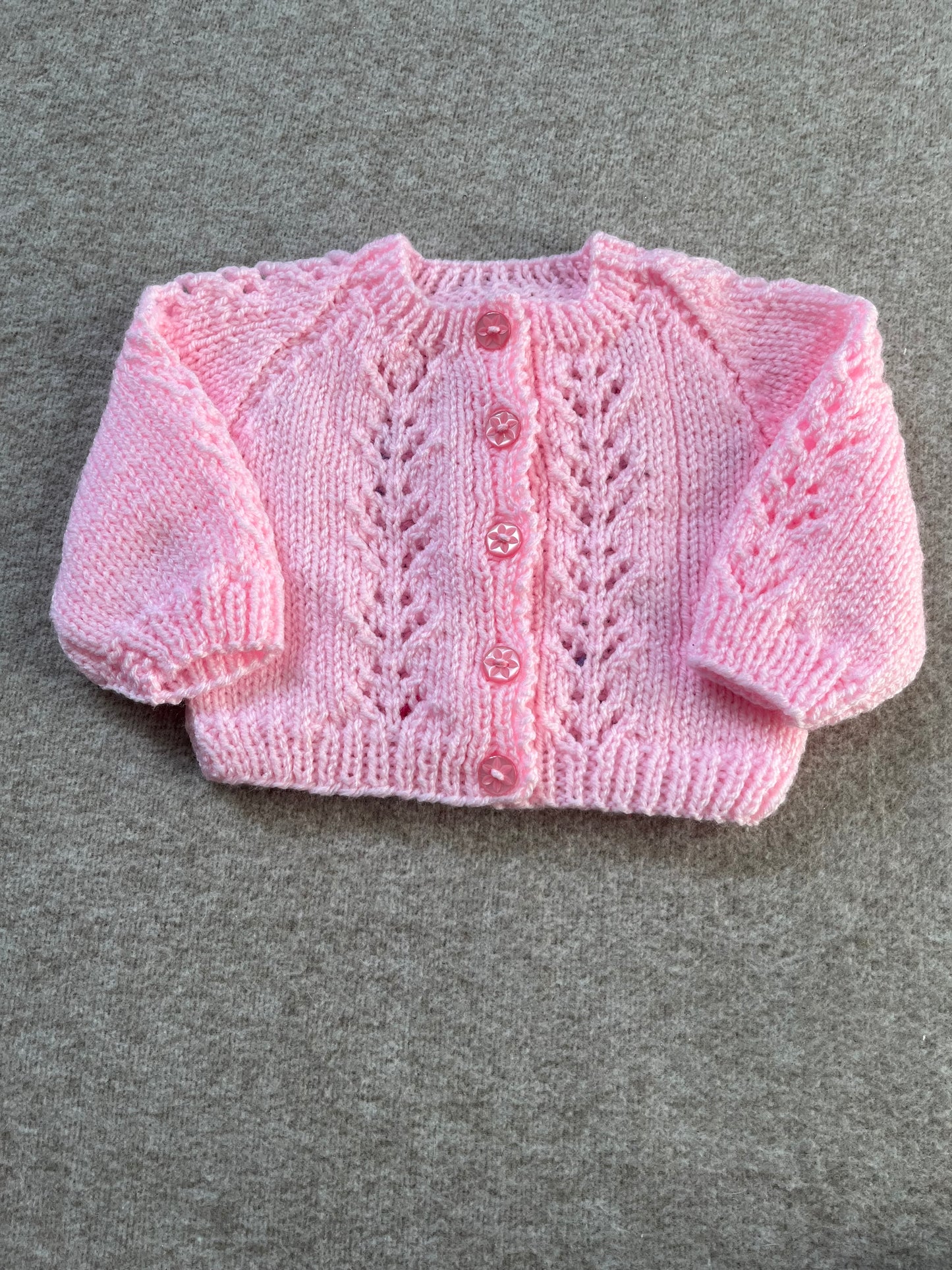 Size 0-3 Months, Little Sister, Baby Pink Cardigan, Hand Knitted Baby Girl