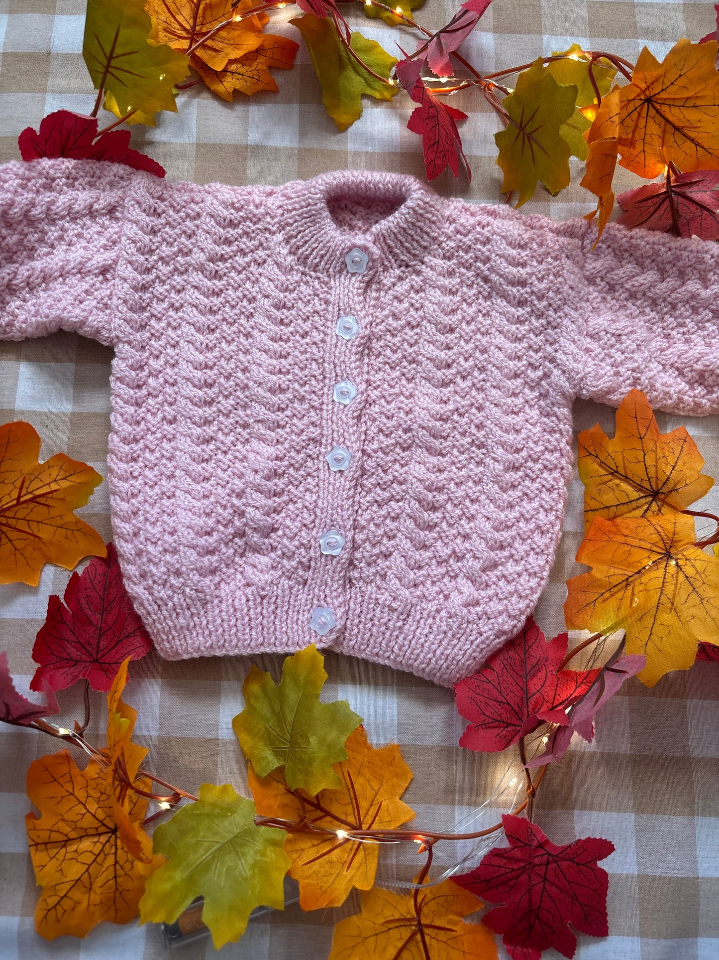 Personalise Me, Size 12 Months, Baby Pink Hand Knitted Cardi