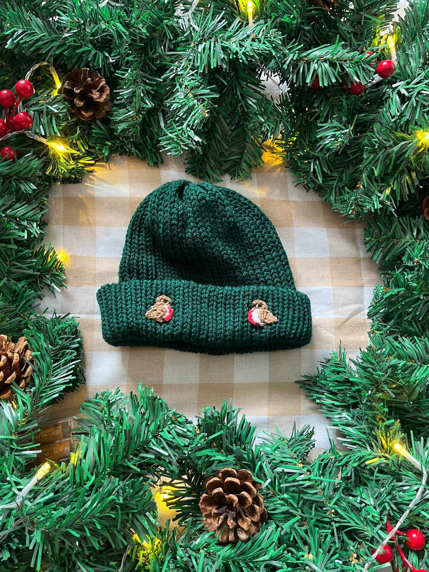 Personalise Me, Size 1-3 years, Forest Green Little Robin Hat, Add a letter