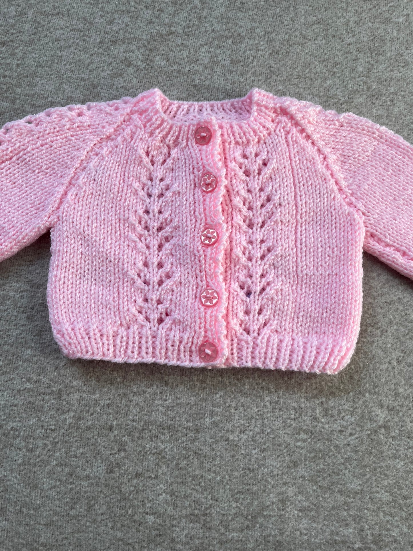 Size 0-3 Months, Little Sister, Baby Pink Cardigan, Hand Knitted Baby Girl