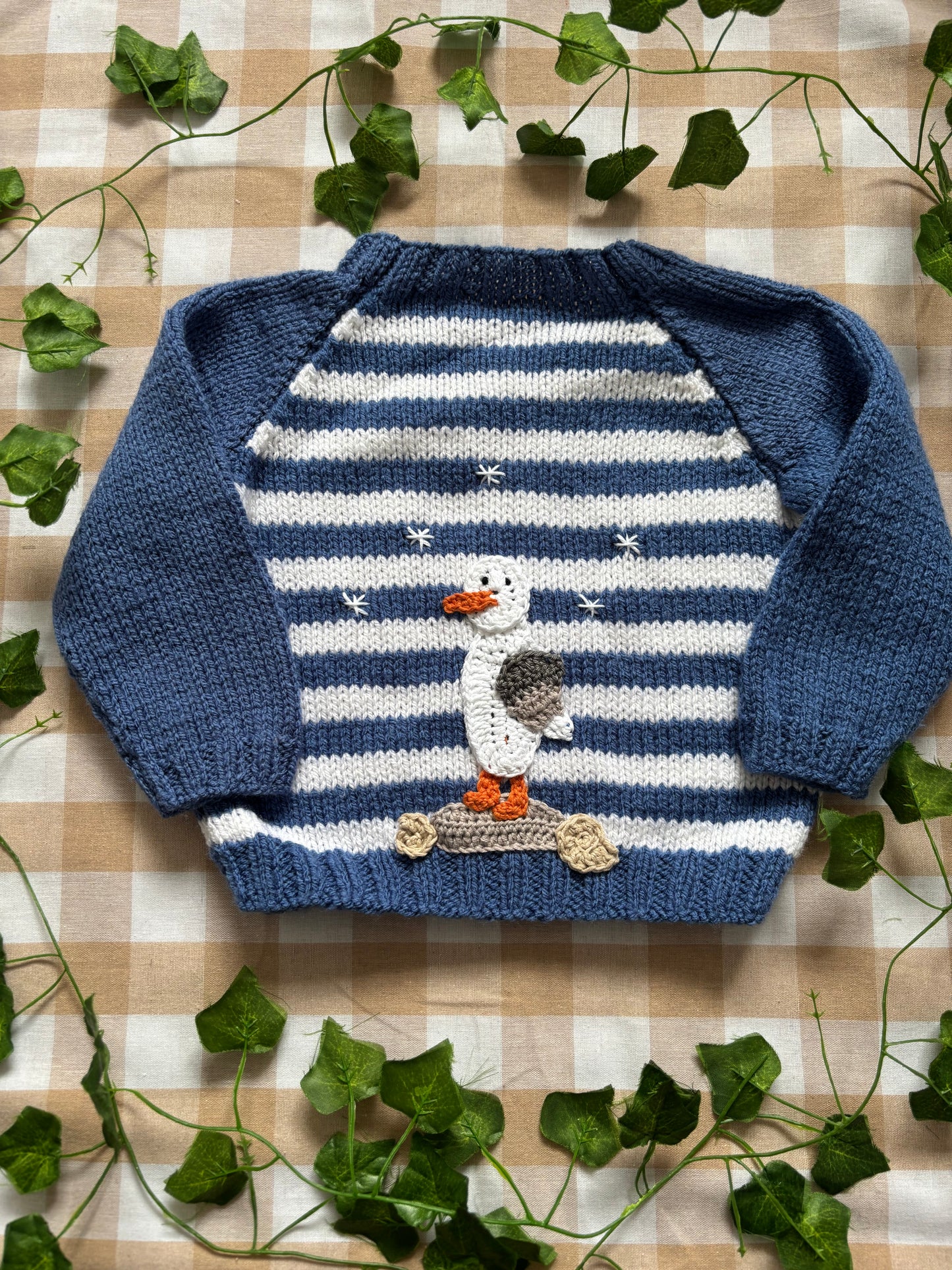 Size 9-12 Months, Striped Seagull Jumper