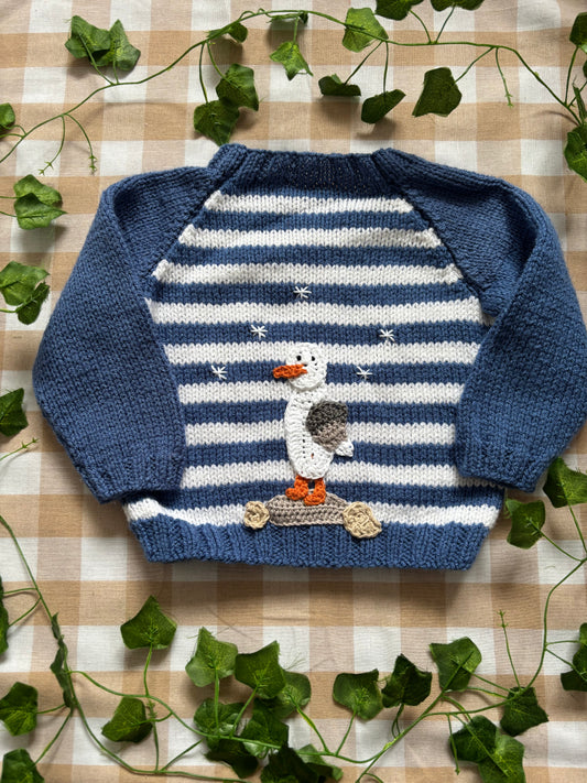 Size 9-12 Months, Striped Seagull Jumper
