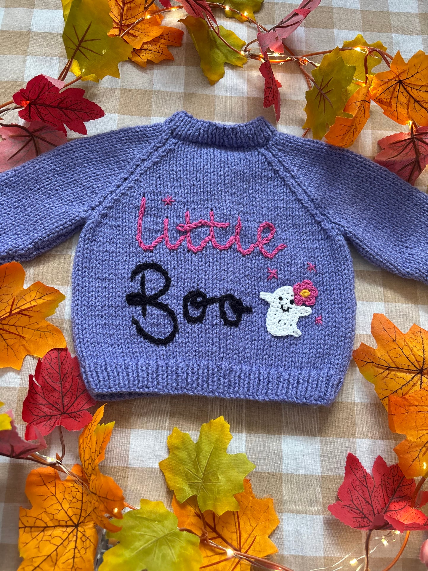 Size 0-6 Months, Little Boo, Purple Hand Knitted Cardigan