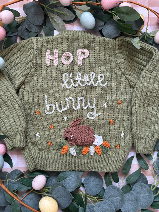 Size 2-3 Years, Hop Little Bunny, Green Cardi