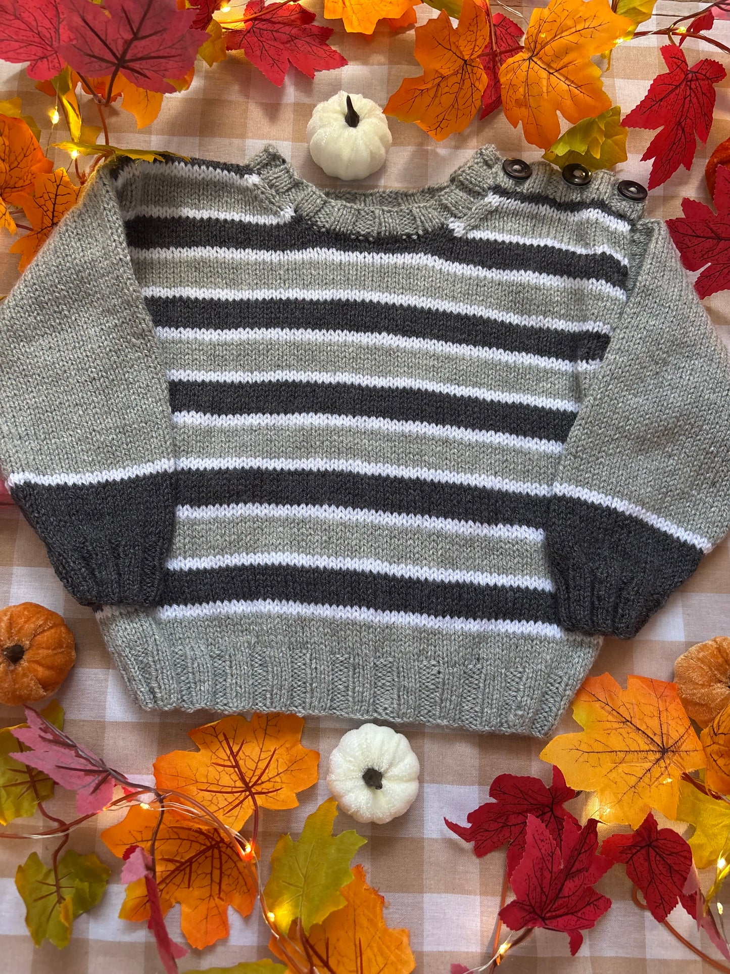 Size 2-3 Years, Boo Crew, Grey Stripe Jumper